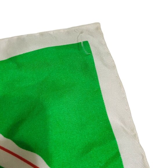 Vintage Echo Silk Scarf Green Nautical Sailboat Print Red Black Stripes As-Is - Picture 14 of 16